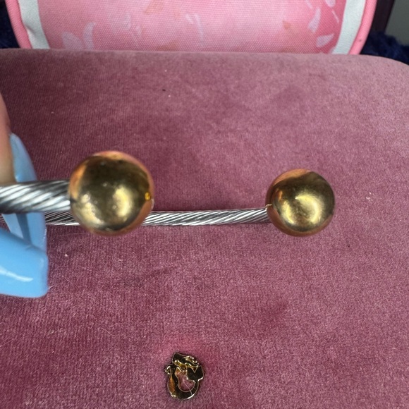 Two-Toned Silver and Gold Tone Spiral Twist Cuff Bracelet - Picture 5 of 7